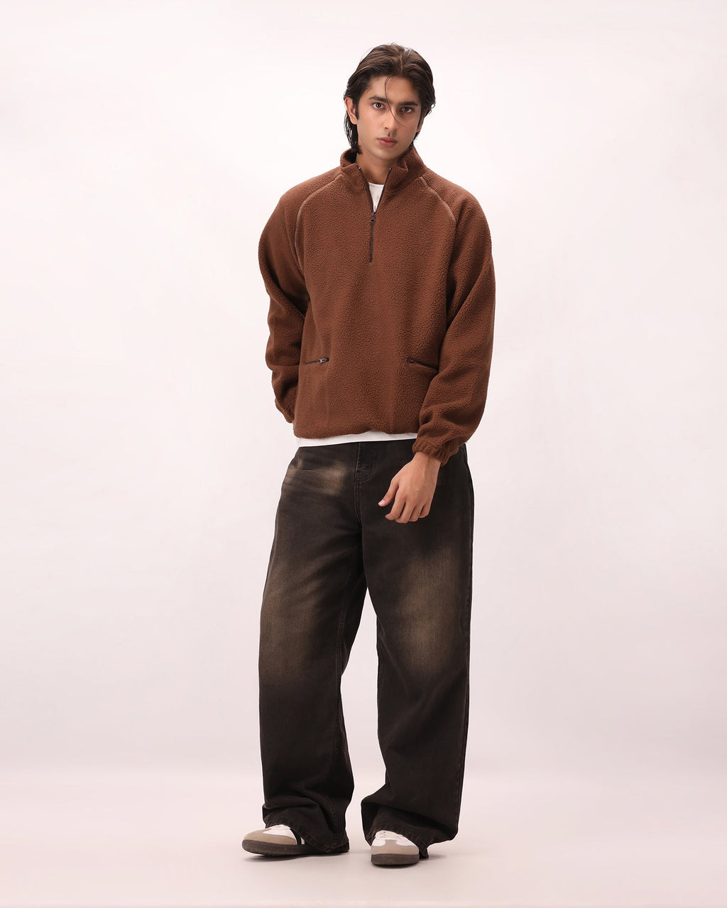 Sherpa Mock Neck ¼-Zip – Brown Teddy