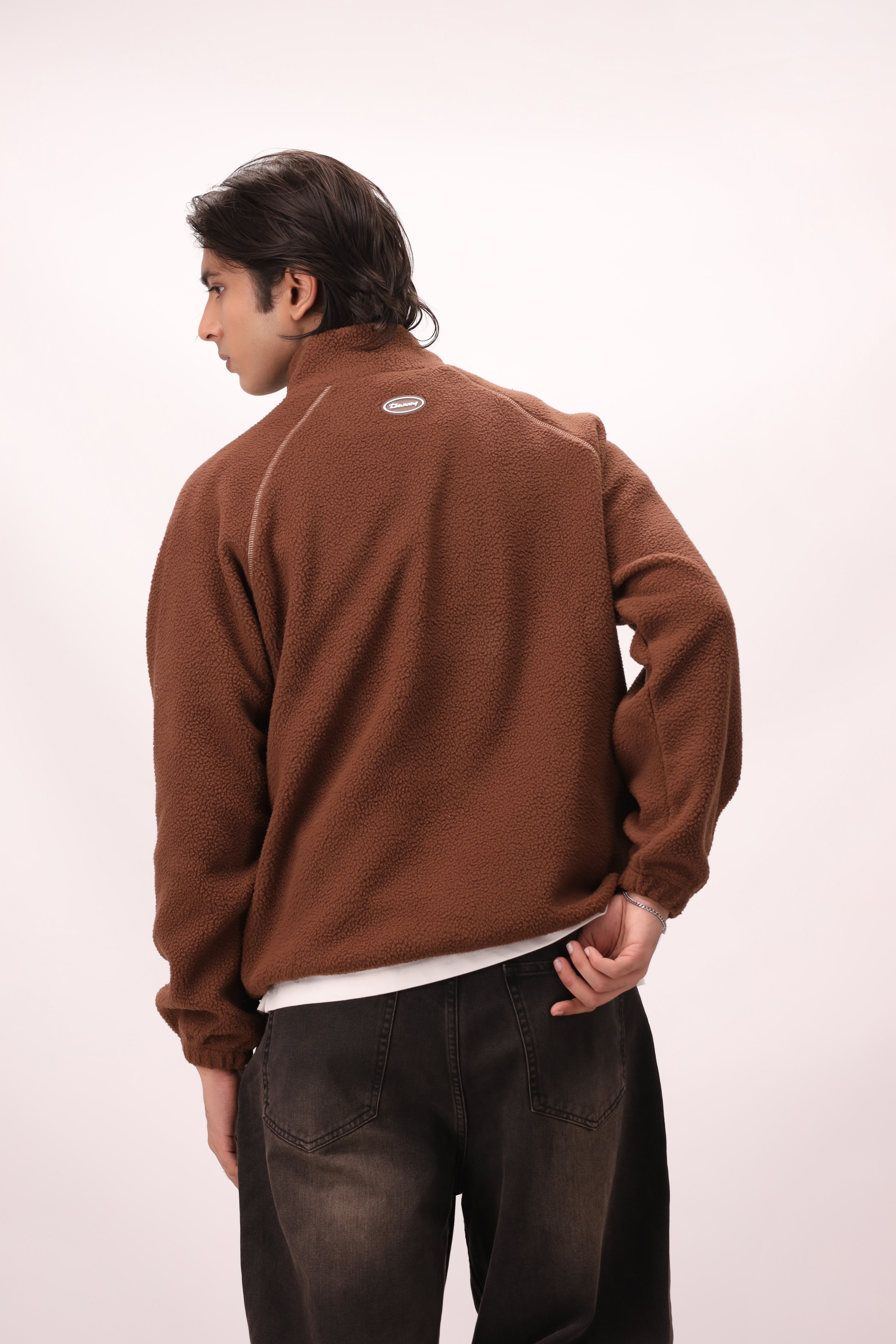 Sherpa Mock Neck ¼-Zip – Brown Teddy
